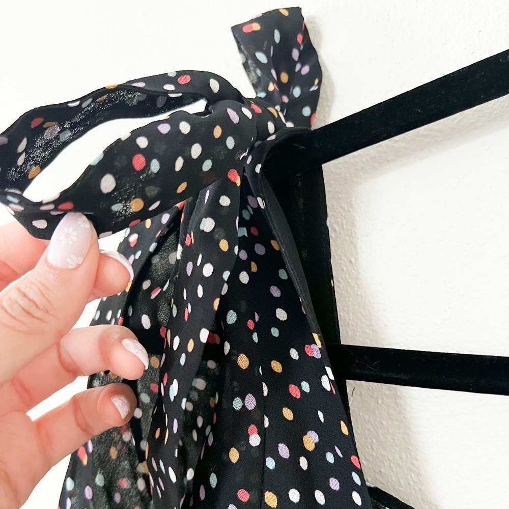 REFORMATION Polka Dot Confetti ELIN Square Neck Bow Shoulder Mini-Dress XS - Picture 6 of 8